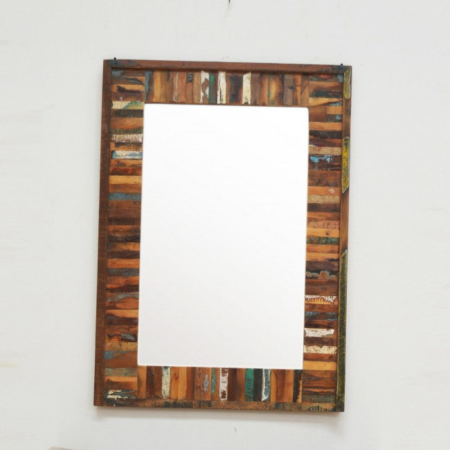 Marco de espejo de pared de madera recuperada