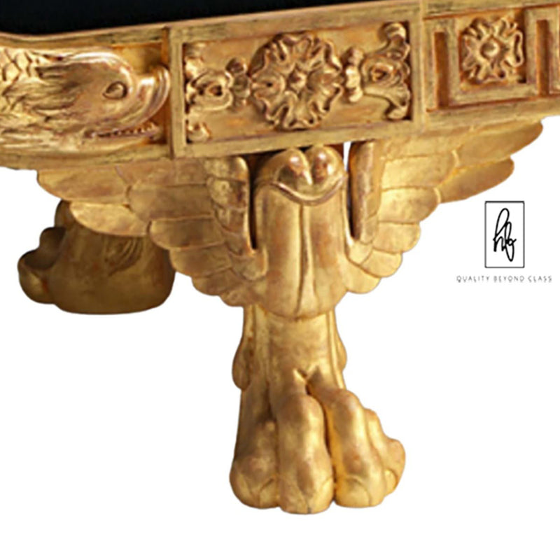 Golden Hand Carved Solid Mango Wood Day Bed