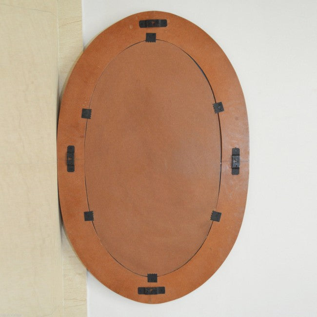 Antiguo marco de espejo ovalado de madera recuperada
