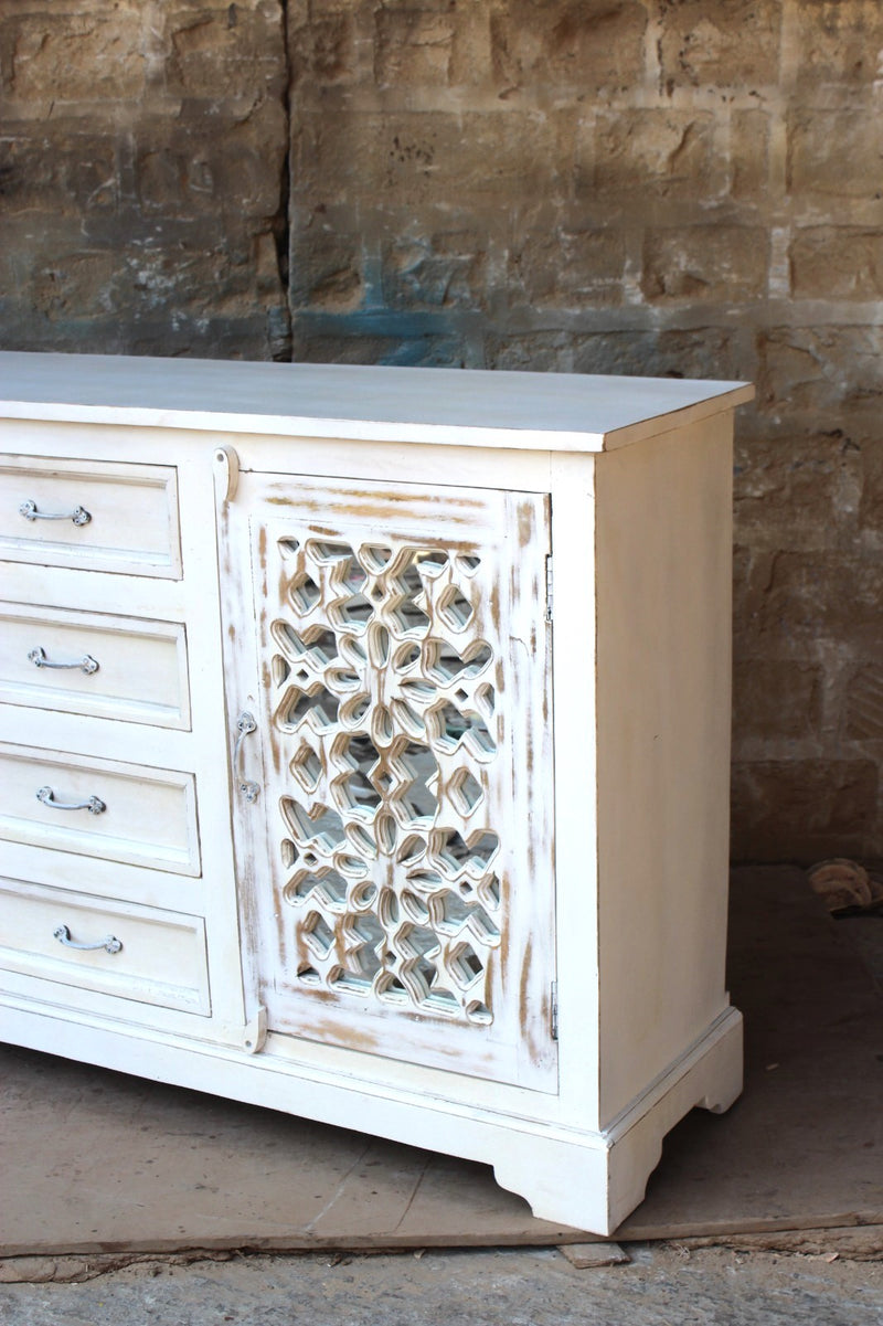 FRENCH ARCHED WITH 4 DRAWERS AND MIRROR DOOR SIDEBOARD