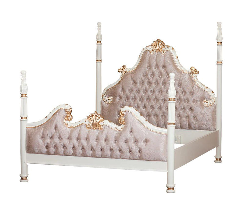 ZARAA HAND CARVED SOLID WOOD TUFTED BED