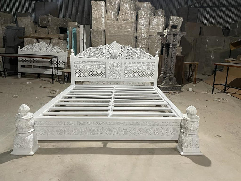 Juffair Hand Carved Solid Wood Platform Bed