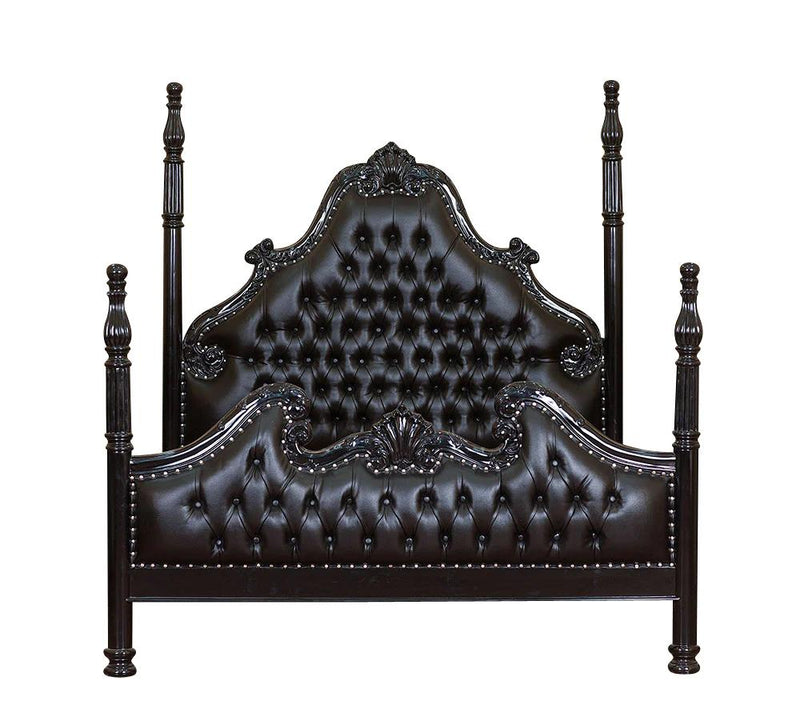 ZARAA HAND CARVED SOLID WOOD TUFTED BED