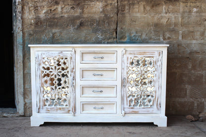 FRENCH ARCHED WITH 4 DRAWERS AND MIRROR DOOR SIDEBOARD