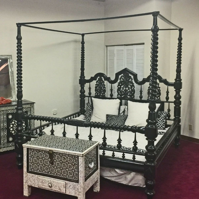 Mace Indian Colonial Posters Bed Hand Carved – Hibashi Furniture LLC