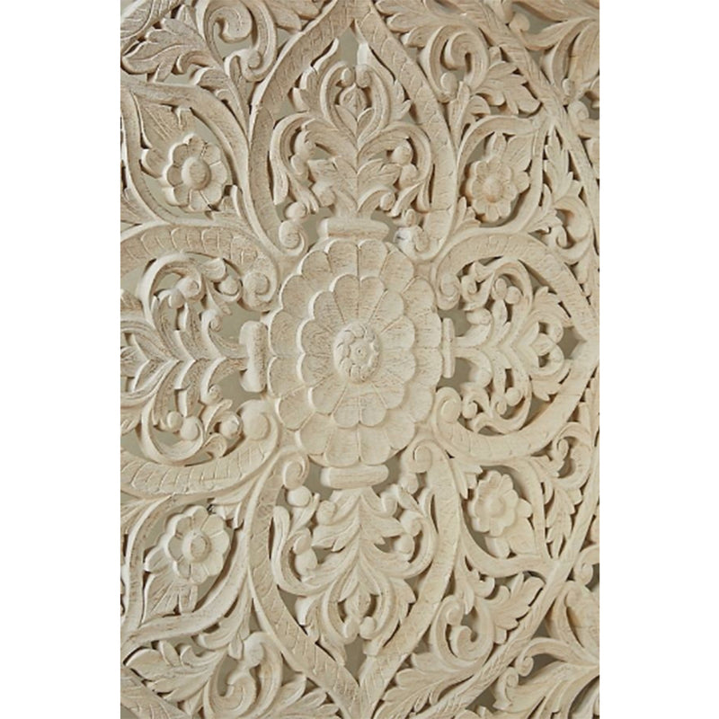 Estructura de cama de madera maciza india tallada a mano de la dinastía blanca - Hibashi