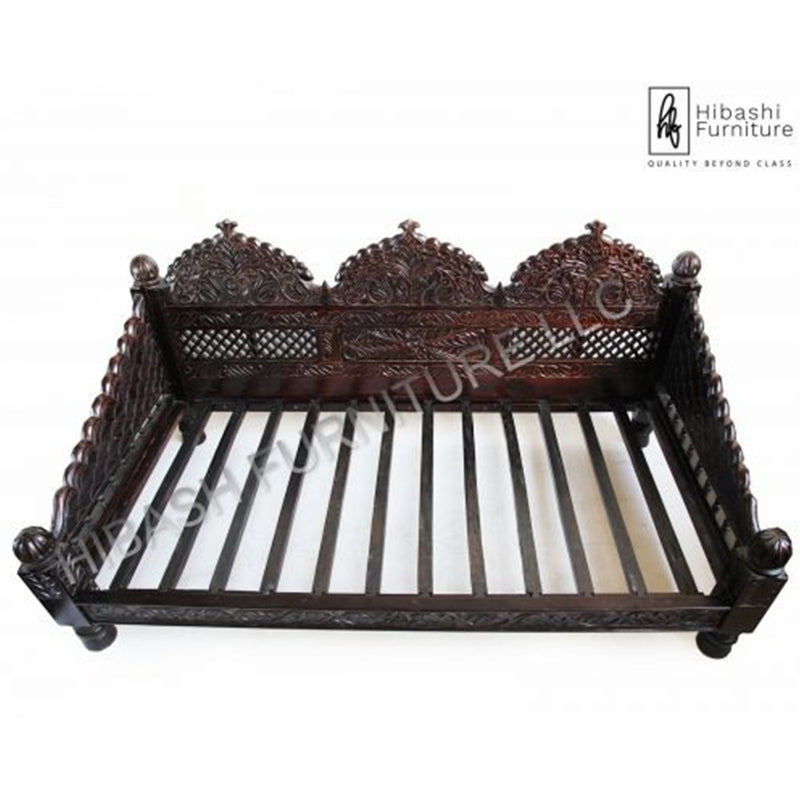 Mughal Hand Carved Arched Daybed