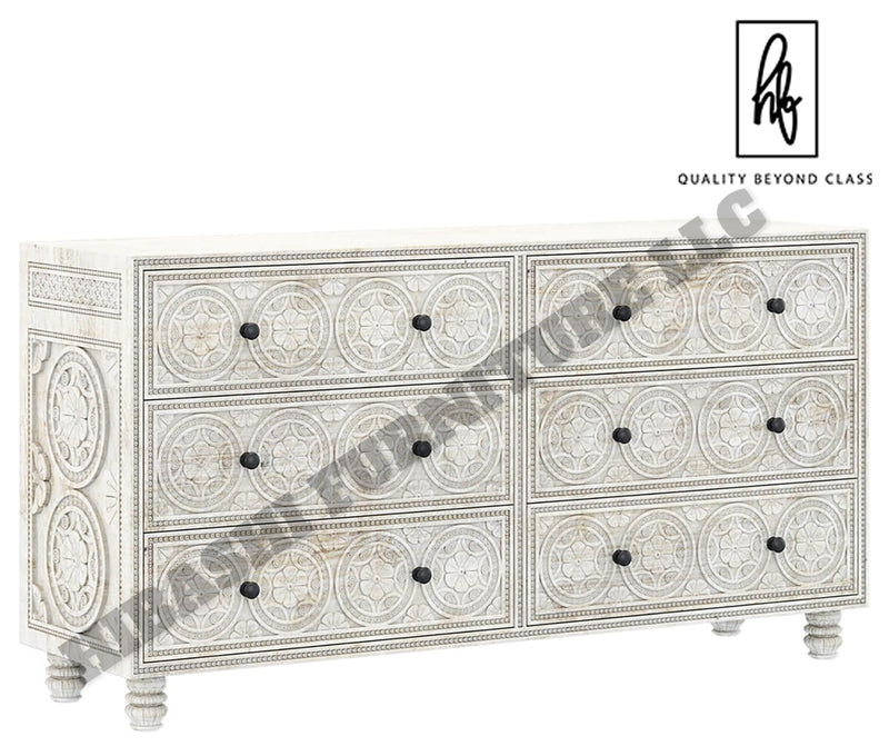 KHALIFA Hand carved 6 Drawer Dresser