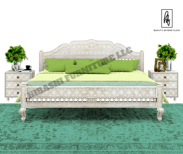 KHALIFA Hand carved Indian Bed Queen/King