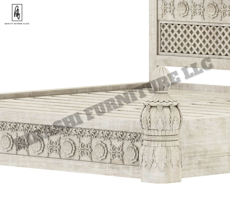 Juffair Hand Carved Solid Wood Platform Bed