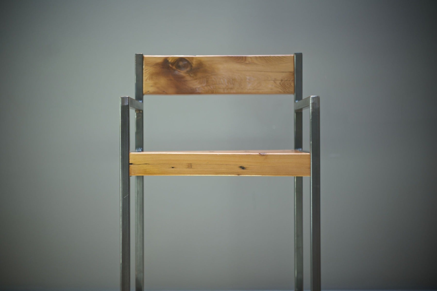 Aklan Industrial Counter Stool / Bar Stool W/ Seat Back And Arms – handcrafted solid wood furniture