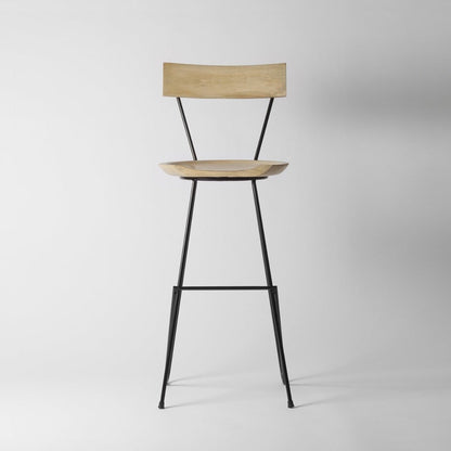 Albay Light Wood Bar Stool with Backrest, 72cm – handcrafted solid wood furniture