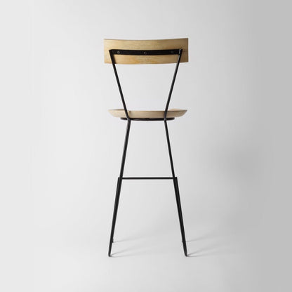 Albay Light Wood Bar Stool with Backrest, 72cm – handcrafted solid wood furniture