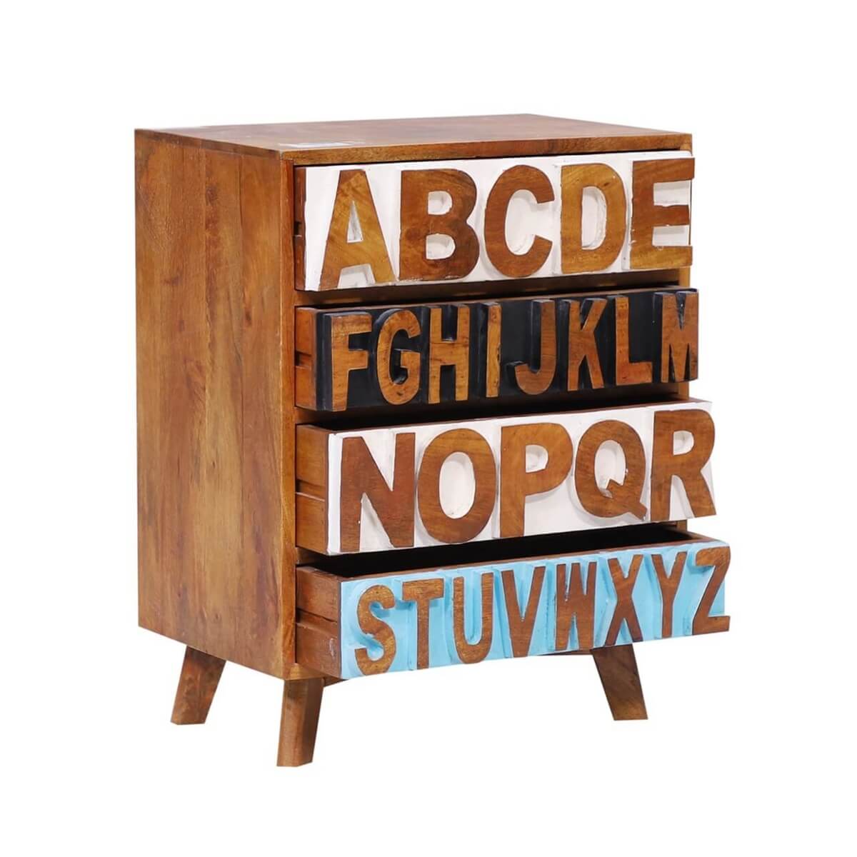 Alina Rustic Reclaimed Wood 4 Drawer End Table - HF Commercial Furniture
