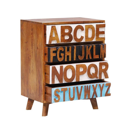 Alina Rustic Reclaimed Wood 4 Drawer End Table - HF Commercial Furniture