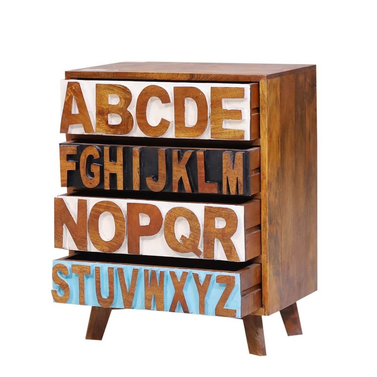 Alina Rustic Reclaimed Wood 4 Drawer End Table - HF Commercial Furniture