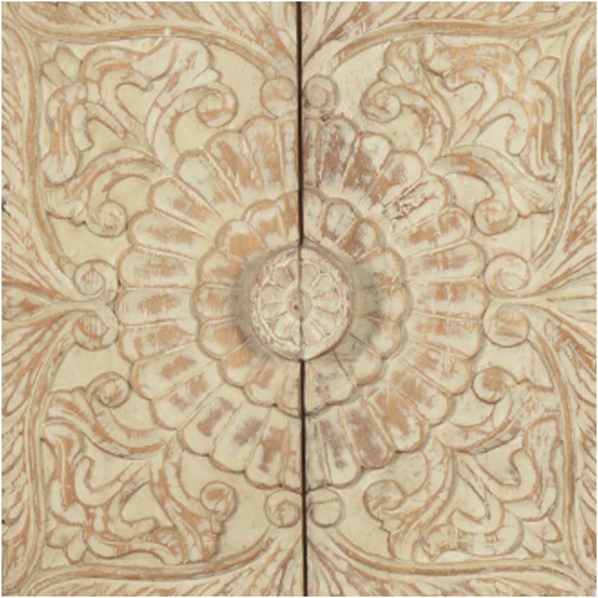 Alona Hand carved Solid Wood Distressed White Armoire w Shelves – handcrafted solid wood furniture