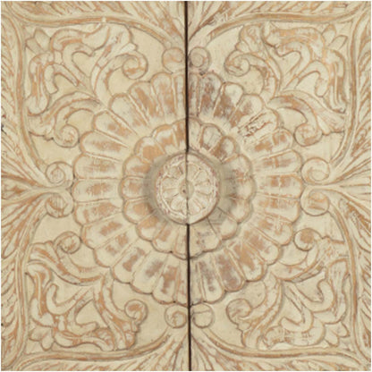 Alona Hand carved Solid Wood Distressed White Armoire w Shelves – handcrafted solid wood furniture