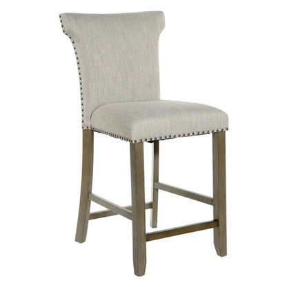AMAN Upholstered Counter Stool with Nailheads – handcrafted solid wood furniture