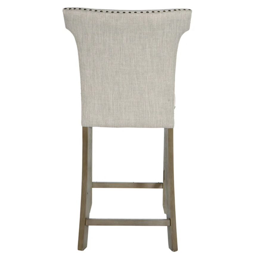 AMAN Upholstered Counter Stool with Nailheads – handcrafted solid wood furniture