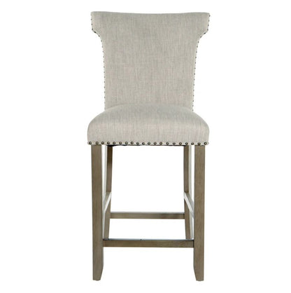 AMAN Upholstered Counter Stool with Nailheads – handcrafted solid wood furniture