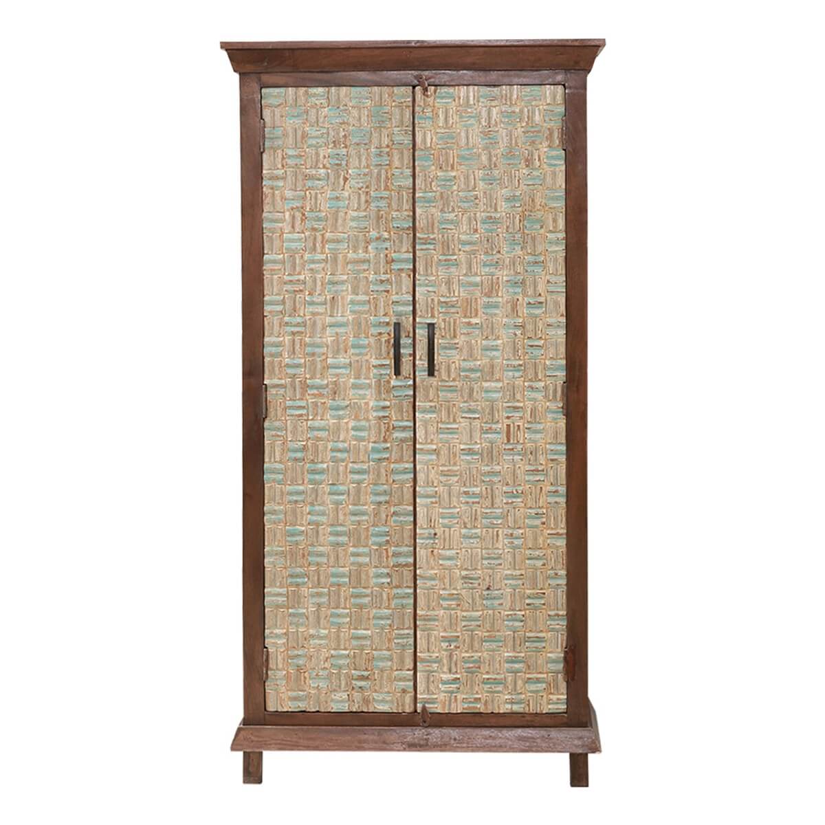 Amwaj Solid Wood Antique Armoire With Internal Shelves – handcrafted solid wood furniture