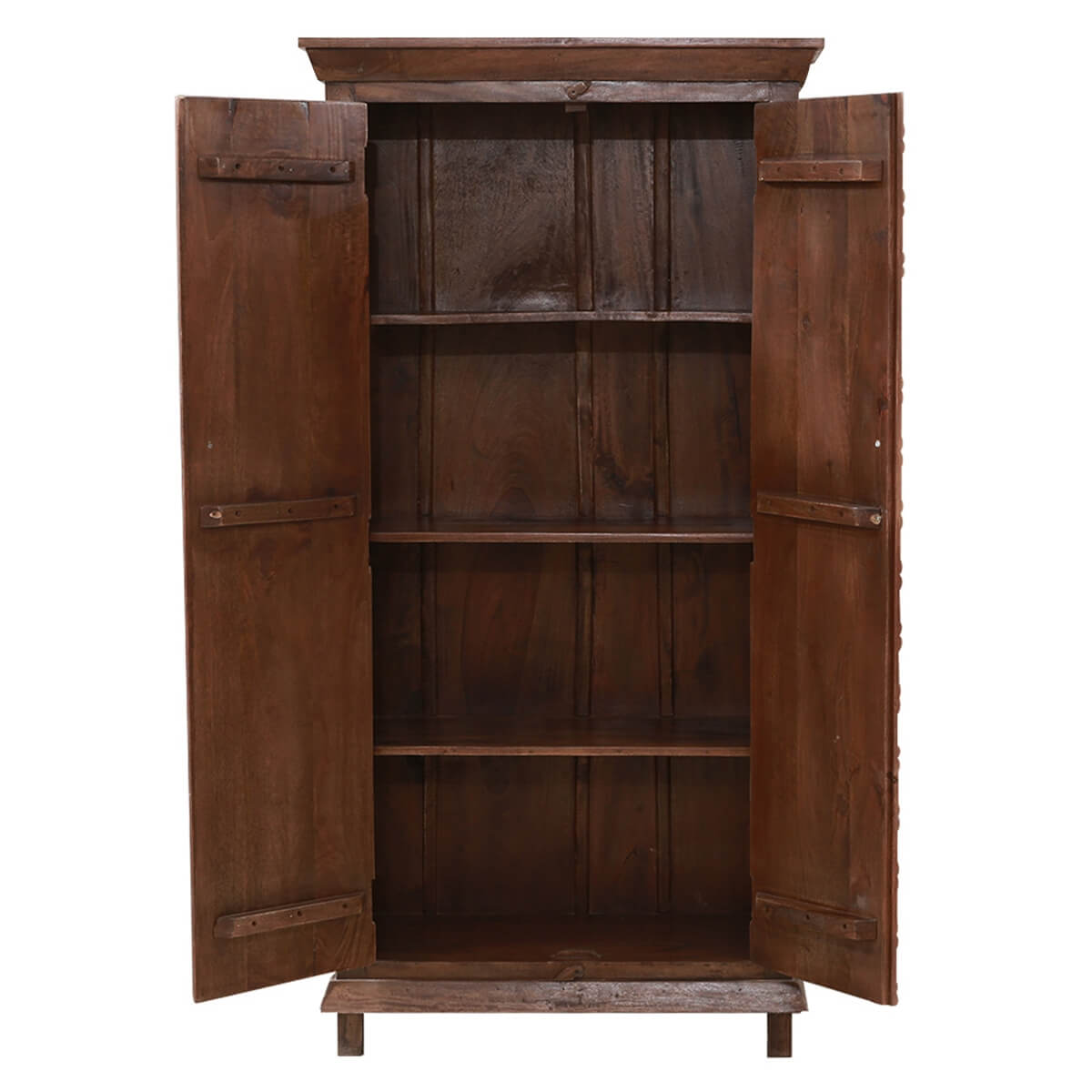 Amwaj Solid Wood Antique Armoire With Internal Shelves – handcrafted solid wood furniture