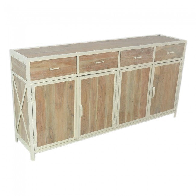 ANGLE METAL AND TIMBER SIDEBOARD XL-White wash-180-40-90