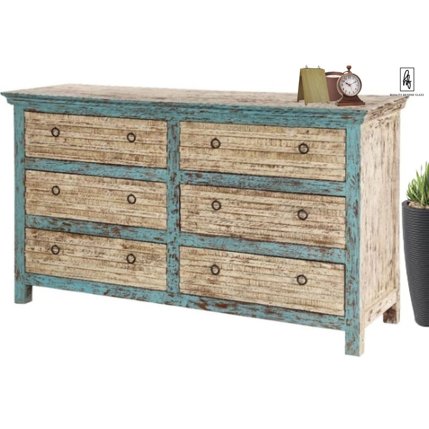 ANGEL Mango Wood Bedroom Dresser With Six Drawers by Hibashi Furniture – handcrafted solid wood furniture made in India