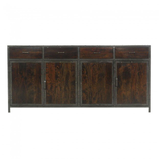 ANGLE METAL AND TIMBER SIDEBOARD XL - Chocolate - 180 - 40 - 90 – handcrafted solid wood furniture