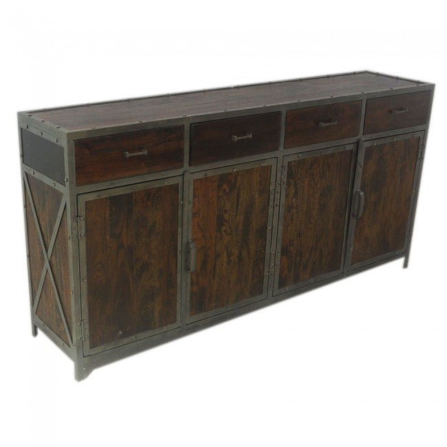 ANGLE METAL AND TIMBER SIDEBOARD XL - Chocolate - 180 - 40 - 90 – handcrafted solid wood furniture