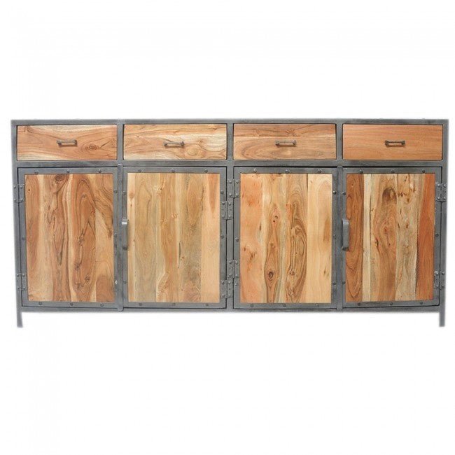 ANGLE METAL AND TIMBER SIDEBOARD XL - Natural - 180 - 40 - 90 – handcrafted solid wood furniture