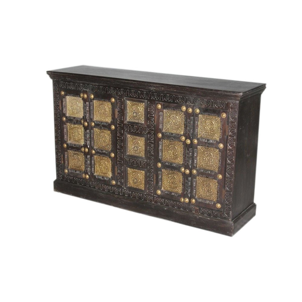 Antique Brass Embossed Sideboard Large – handcrafted solid wood furniture