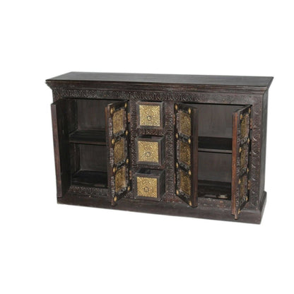 Antique Brass Embossed Sideboard Large – handcrafted solid wood furniture