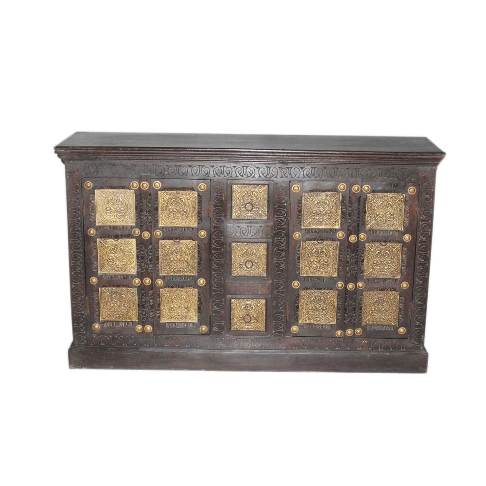 Antique Brass Embossed Sideboard Large – handcrafted solid wood furniture