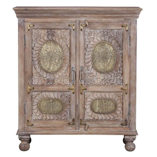Antique Brass Embossed Sideboard Small – handcrafted solid wood furniture