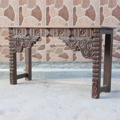Antique Hand Carved Hall Table – handcrafted solid wood furniture