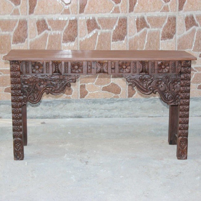 Antique Hand Carved Hall Table – handcrafted solid wood furniture