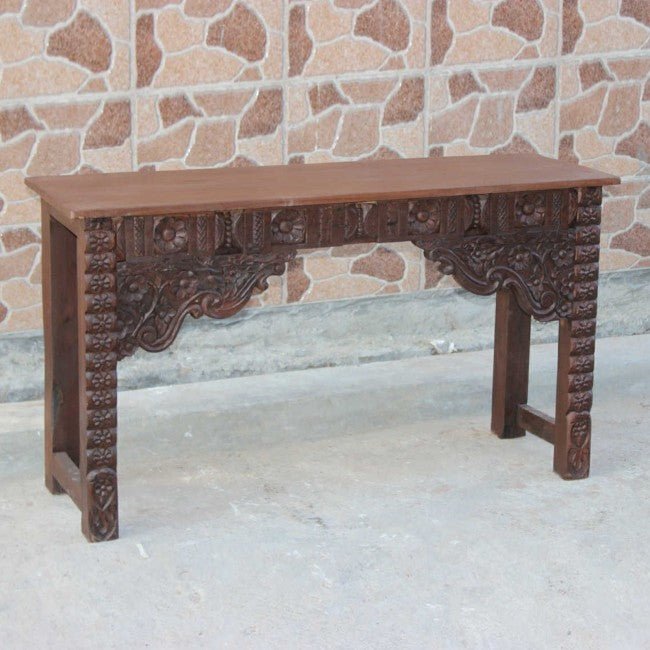 Antique Hand Carved Hall Table – handcrafted solid wood furniture