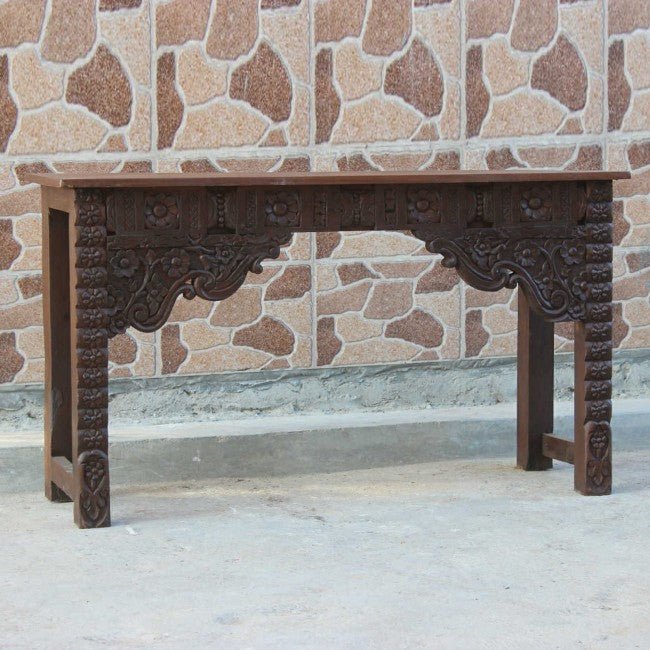 Antique Hand Carved Hall Table – handcrafted solid wood furniture
