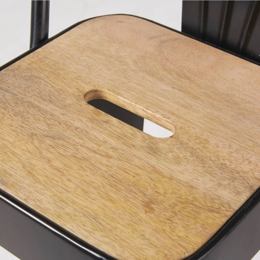 Apo Professional Black Metal and Mango Wood Bar Chair – handcrafted solid wood furniture