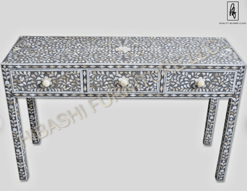 Arabian Bone inlay home office desk – handcrafted solid wood furniture