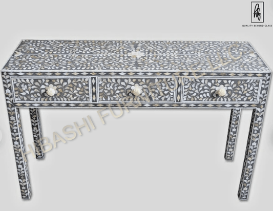 Arabian Bone inlay home office desk – handcrafted solid wood furniture