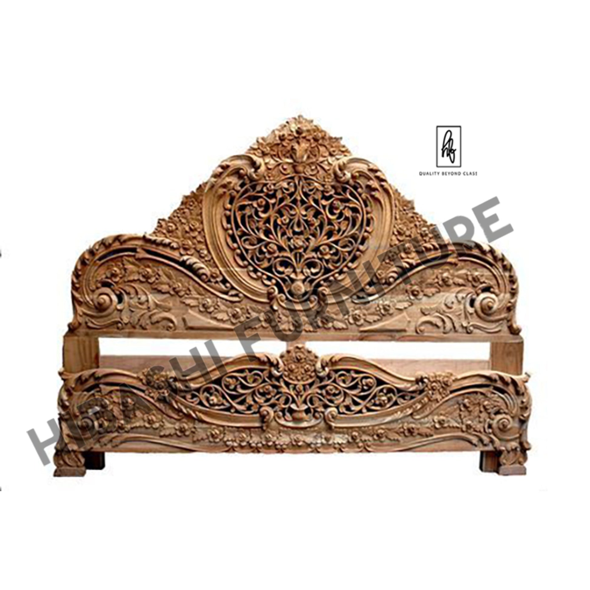 Arangi Solid Mango Wood Hand Carved Queen size Bed – handcrafted solid wood furniture