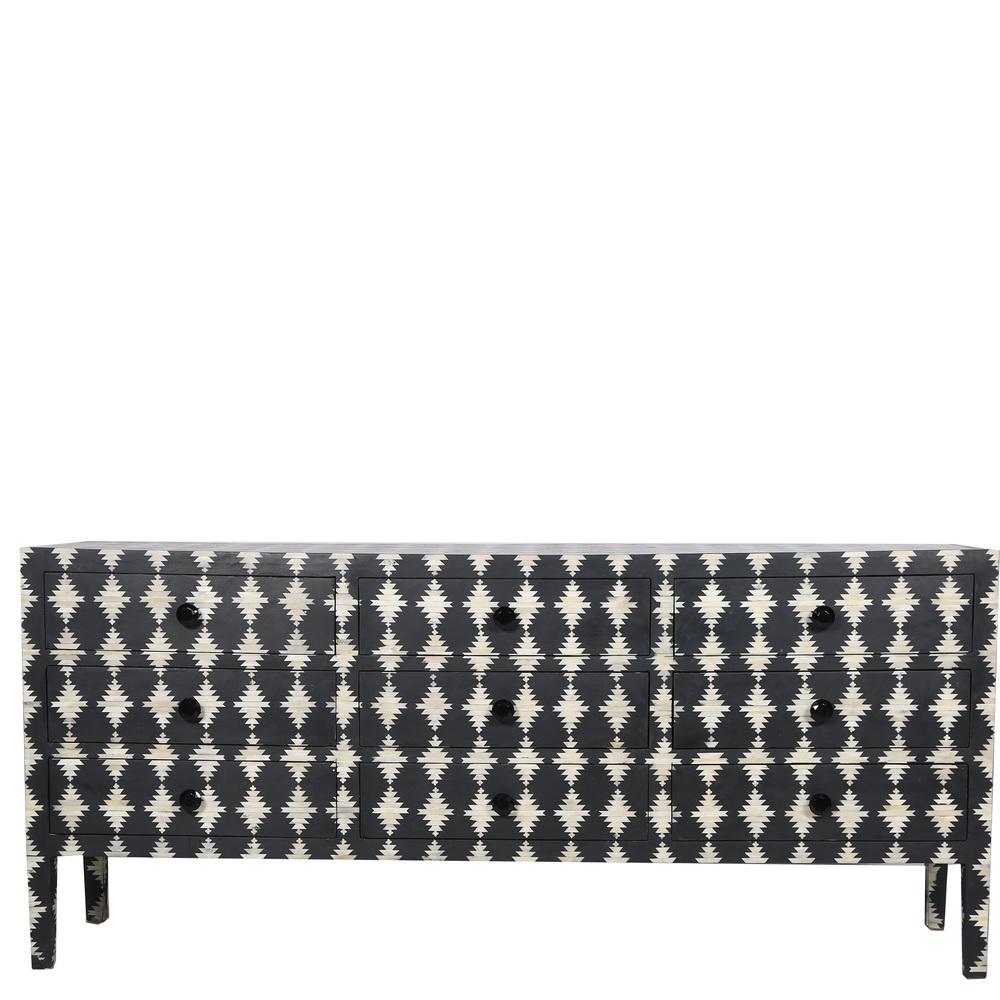 Asahi Bone Inlay 9 Drawer Dresser – handcrafted solid wood furniture