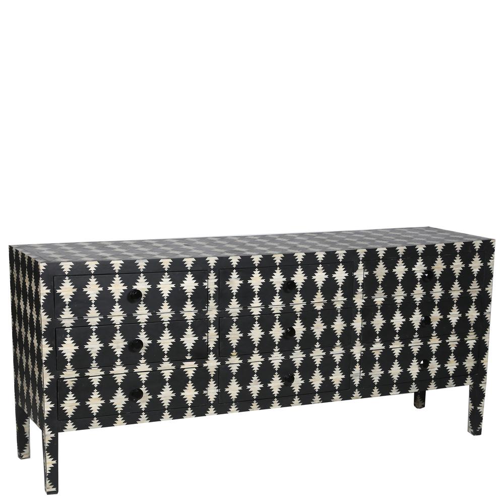 Asahi Bone Inlay 9 Drawer Dresser – handcrafted solid wood furniture