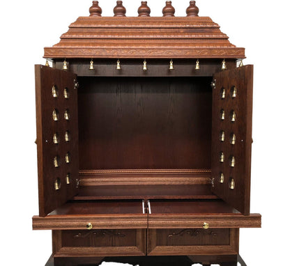 Astha Hand Carved Indian Solid Wood Indoor Temple / Mandir – handcrafted solid wood furniture