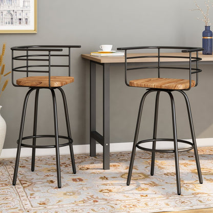 Bacolod Swivel Barstool with Rubberwood Seat by Hibashi Furniture – handcrafted solid wood furniture made in India