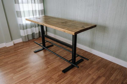 Baler Industrial Hand made Iron Beam Bar Table – handcrafted solid wood furniture
