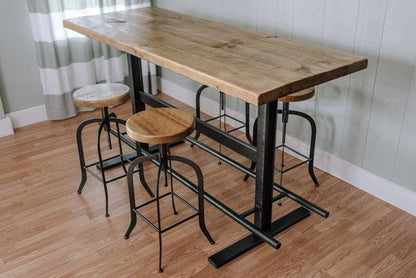Baler Industrial Hand made Iron Beam Bar Table – handcrafted solid wood furniture